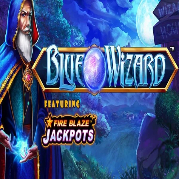 Blue Wizard Fire Blaze Jackpots logo – Slots by Rarestone Gaming at Gransino Casino